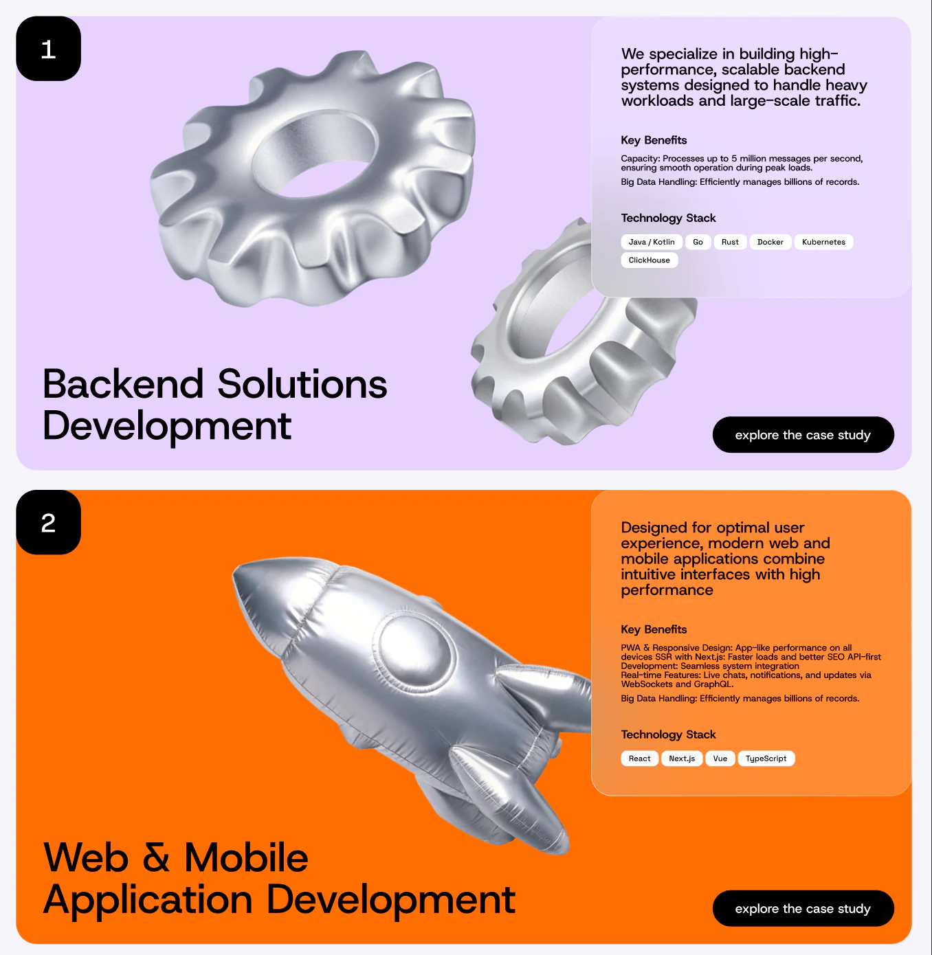 AERA capability pages for backend systems and web and mobile applications