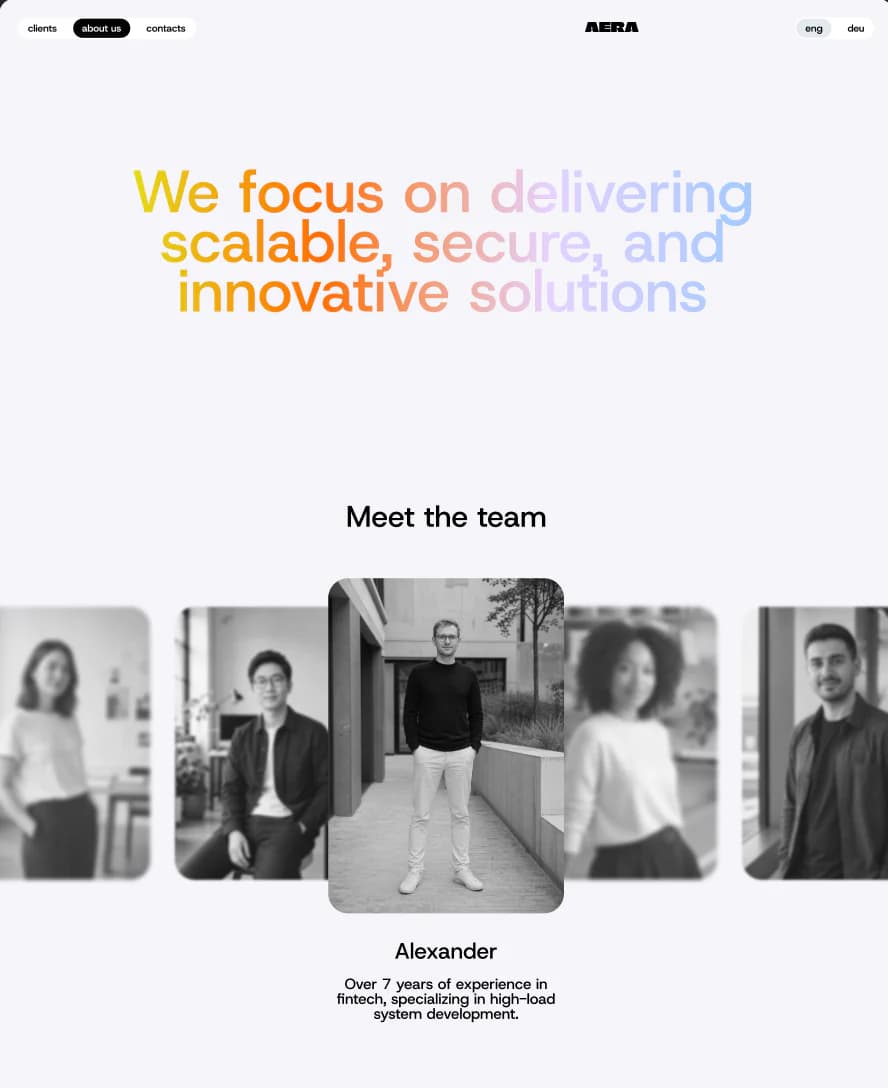 AERA team page with editorial portraits