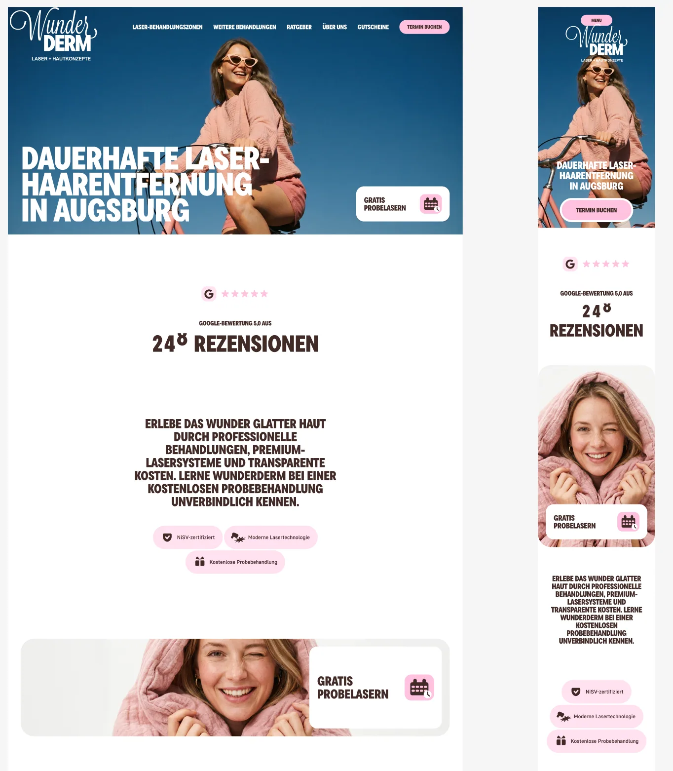 WunderDerm responsive homepage redesign