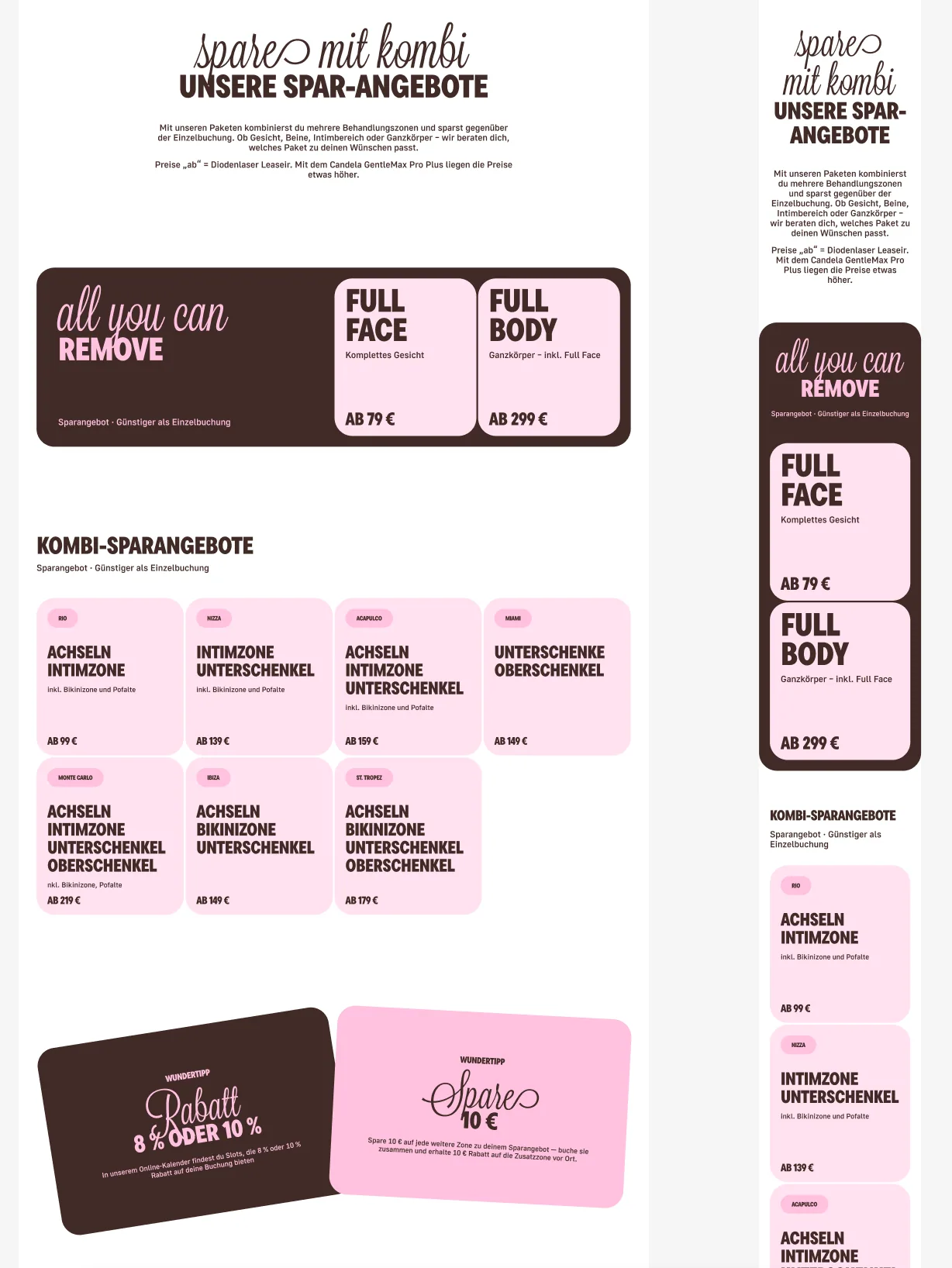 Responsive service packages and pricing