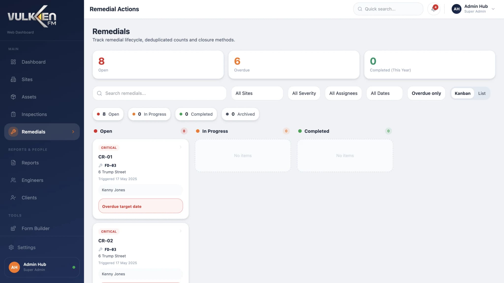 Per-site compliance report viewer