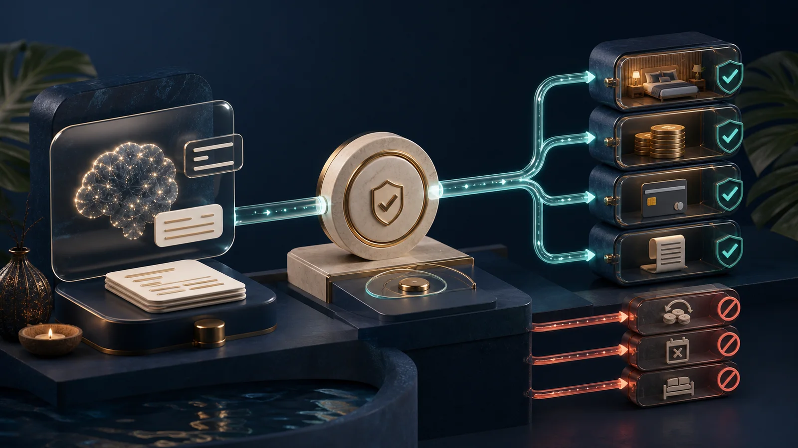 AI prepares work while protected booking actions remain human-approved